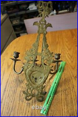 1 Antique French Sconces Candle Holder bird bow Brass bronze Vintage NO Crystals