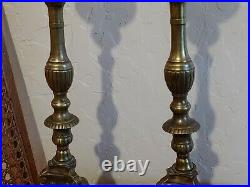 16 Antique 19th C. Heavy Brass Cherub Holy Family Candle Sticks Candle Holders