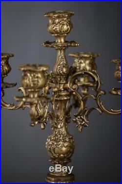 16 Stunning Pair of Antique Bronze Brass Candelabras 5 Tier Candle Holders 2