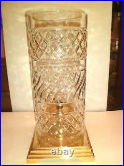 17 Elegant Large Antique Brass Crystal Hurricane Pillar Candle Holder