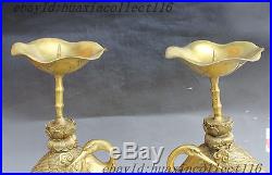 18 Chinese Brass crane Dragon Turtle tortoise Candle Holder Candlestick Pair