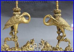 18 Chinese Brass crane Dragon Turtle tortoise Candle Holder Candlestick Pair