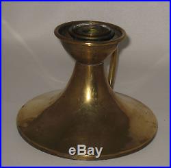 1800's Antique Ship Brass Candlestick Holder with Large Handle Rare #BA17