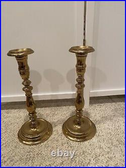 1800s heavy brass candlestick holders