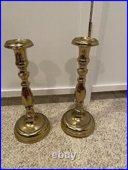 1800s heavy brass candlestick holders