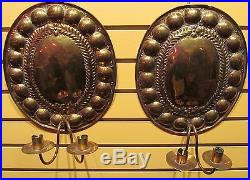 18th Century Pair Of Brass Wall Sconces With Fine Embossing