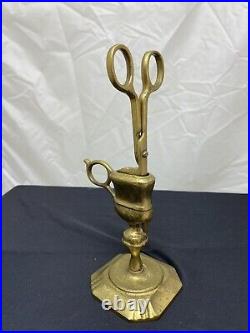 18th Century Style Brass Candle Snuffer & Holder English Antique