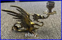 1900's Vintage French Brass Dragon Candle Holder Set