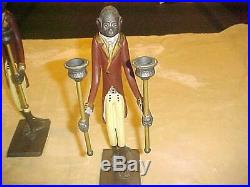 1920-1940 Pair Of Rare Bronze Brass Painted Monkey Butler Candle Holders 17 In