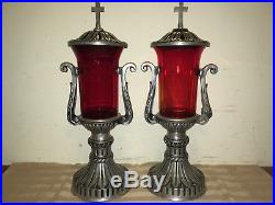 1940's ST. MARY'S HOLLAND BRASS WORKS CHURCH FUNERAL CANDLE LIGHTS withCASE