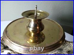 1950's Antique Coy Fish Hurricane Brass Lamp Candle Holder 18 Tall