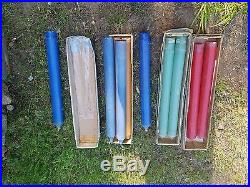 1960s Brass 40 Church Candlesticks w 10 Vintage 24 Pillar Candles 2 are 17