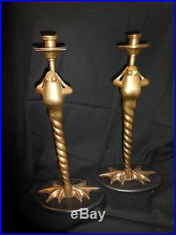 1979 CHAPMAN Brass Frog Candleholder 19 inches (VVWB)