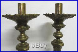 (2) Antique 32 Ornate Gilt Brass Church Floor Candlesticks Candle Holders yqz