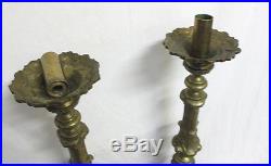 (2) Antique 32 Ornate Gilt Brass Church Floor Candlesticks Candle Holders yqz