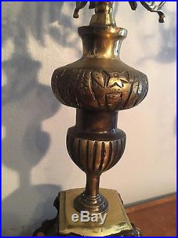 2 Antique Candelabra Brass 22 Tall Candle Holder Vintage Metal