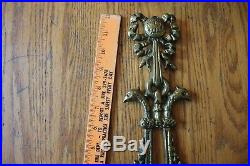 2 Antique French Sconces Candle Holder bird bow Brass bronze Vintage NO Crystals