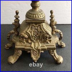 2 Antique Italian Brevettato Baroque Brass Bronze Candelabra Ornate/ Marble