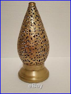 2 Candle Moroccan Lamp Lantern Antique Table Brass Lamp Arabic Text Calligraphy