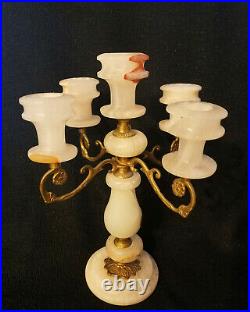2 Gorgeous Onyx Vintage Candelabra / Candle Holders Handcrafted