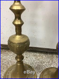 2 Large Vintage 32 Tall Brass Floor Candlestick Holder