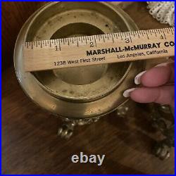 2- MCM Stunning Ormolu Ornate Brass Altar Candlestick Holder Change Size Vtg