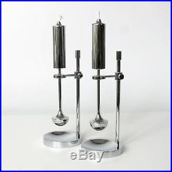 2 Pc Ilse Ammonsen Chrome Oil Lamps Light Candleholders Gyro Minimalist Nautical