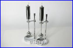2 Pc Ilse Ammonsen Chrome Oil Lamps Light Candleholders Gyro Minimalist Nautical