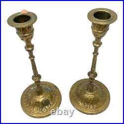 2 Pcs Vintage Brass Floor Candle Holders, 4 in x 9 in Decorative Collectibles