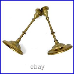 2 Pcs Vintage Brass Floor Candle Holders, 4 in x 9 in Decorative Collectibles