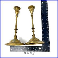 2 Pcs Vintage Brass Floor Candle Holders, 4 in x 9 in Decorative Collectibles