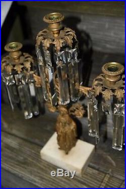 2 Rare Victorian Girandoles Candlesticks SULTAN LADY Ottoman Turk Crystal Prism
