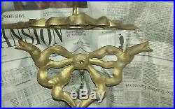 2 Solid Brass Bow & Ribbon Candle Holders vintage -New England. Estate auction