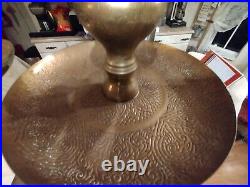 2 VTG Large Etched Brass Candlesticks Church Sanctuary Altar Candle Holders 35