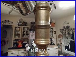 2 VTG Large Etched Brass Candlesticks Church Sanctuary Altar Candle Holders 35