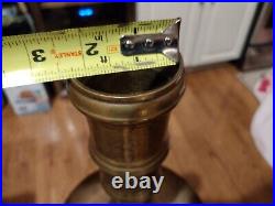 2 VTG Large Etched Brass Candlesticks Church Sanctuary Altar Candle Holders 35