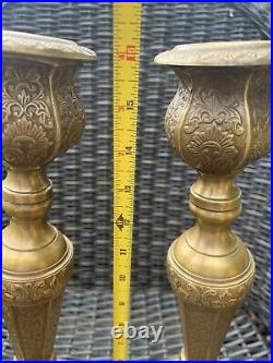 2 Vintage 16 Candle Stick Holder Ornate Etched Brass Candelabra