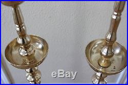 2 Vintage 38 & 34 TALL Brass Church Candle Holders Columns Hollywood Regency