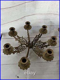 2 Vintage Antique Brass Candelabra Candle Holder Chandeliers Turkish