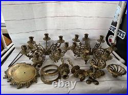 2 Vintage Antique Brass Candelabra Candle Holder Chandeliers Turkish