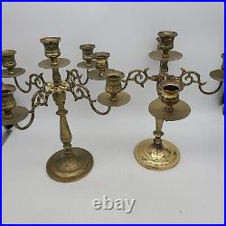 2 Vintage Brass 5 Candle Candelabras Candlestick Holders 12 Heavy