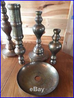 2 Vintage Brass Candlesticks Candle Holders Floor Altar Church Large Pair 40