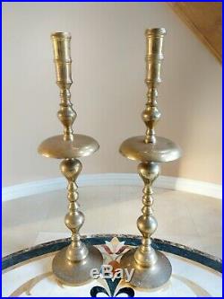 2 Vintage Brass Candlesticks Candle Holders Floor Altar Church Pair Large 41