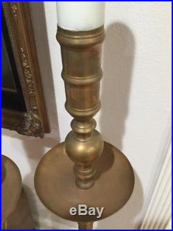 (2) Vintage Brass Pillar Floor Candle Holders 50 Long Alter Mantel XL