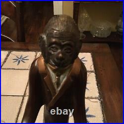 2 Vintage Bronze/Brass Maitland Smith Butler Monkey Candle Holders