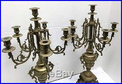 2 Vintage Italian Brass Brevettato 6 candle Candelabra 16 Ornate Neo Classical