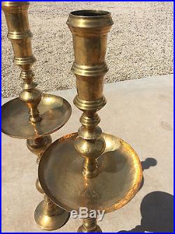 2 Vintage LARGE Brass Candle Holder Stick Candlestick 39.5 Tall x 10.5 Wide