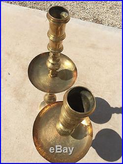 2 Vintage LARGE Brass Candle Holder Stick Candlestick 39.5 Tall x 10.5 Wide