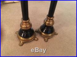 2 Vintage Large 36 Brass Candlesticks Candle Holders Floor Altar Church Temple