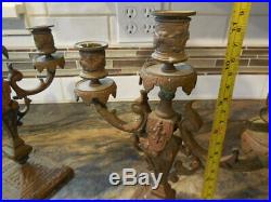 2 Vintage Rococo Ornate Brass Candelabras HEAVY FREE SHIPPING